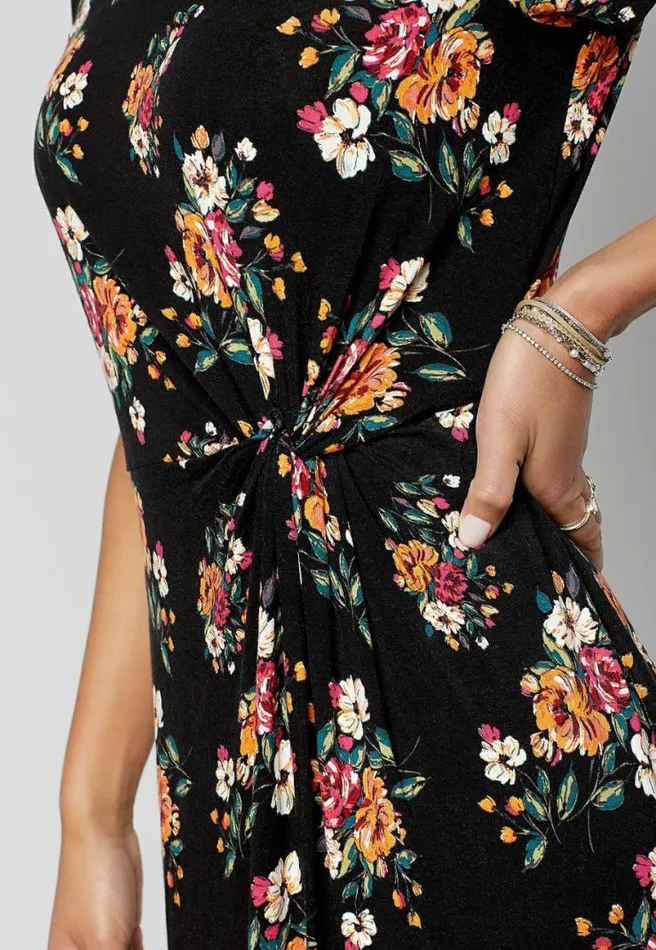 247 Black Floral Front Knot Maxi Dress Women Maurices Dresses and Jumpsuits