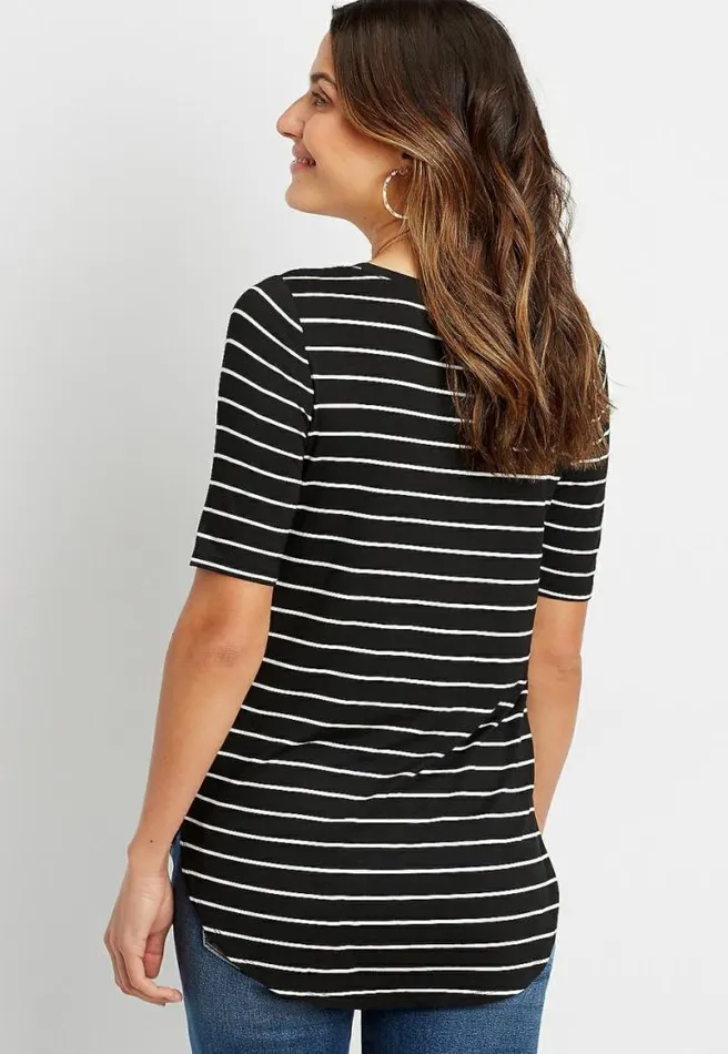 247 Black Striped Flawless Tee Women Maurices Tops