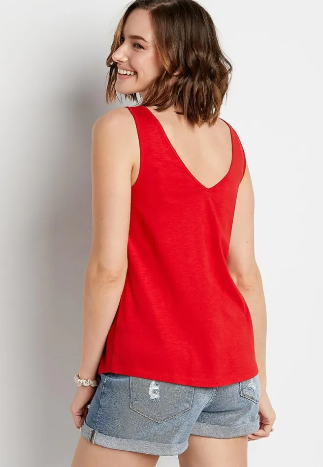 247 Eyelet Insert Button Tank Top Women Maurices Tops