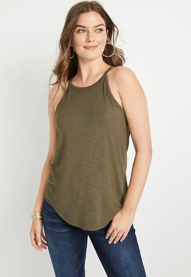 247 Olive High Neck Tank Top Women Maurices Tops