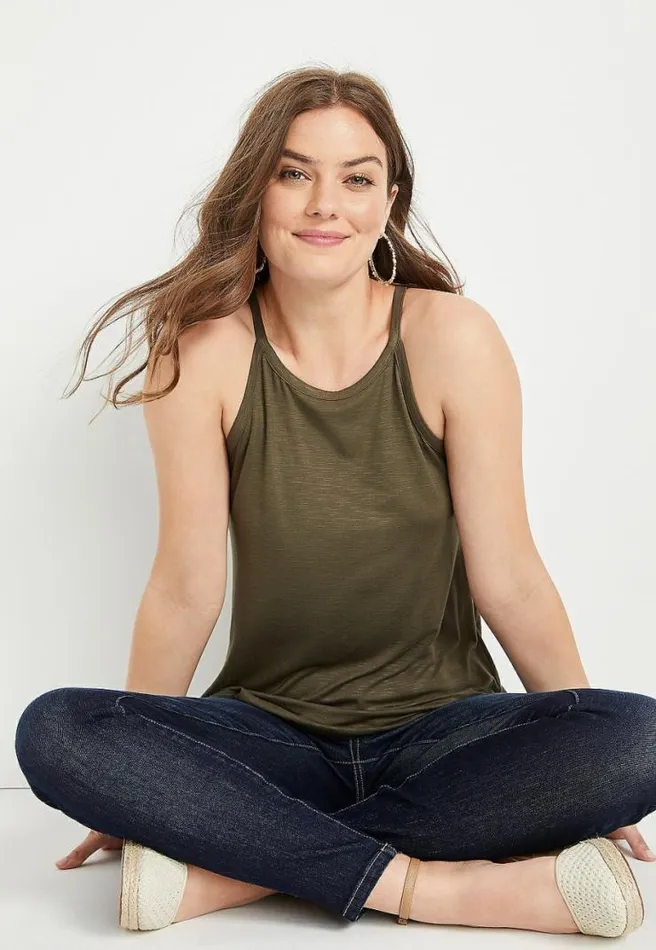 247 Olive High Neck Tank Top Women Maurices Tops