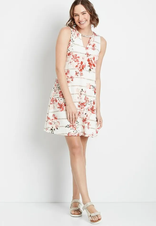 247 White Floral Keyhole Shift Dress Women Maurices Dresses and Jumpsuits