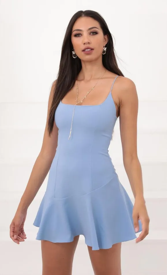 ALine Bow Dress Powder Blue Women LUCY IN THE SKY Mini Dresses