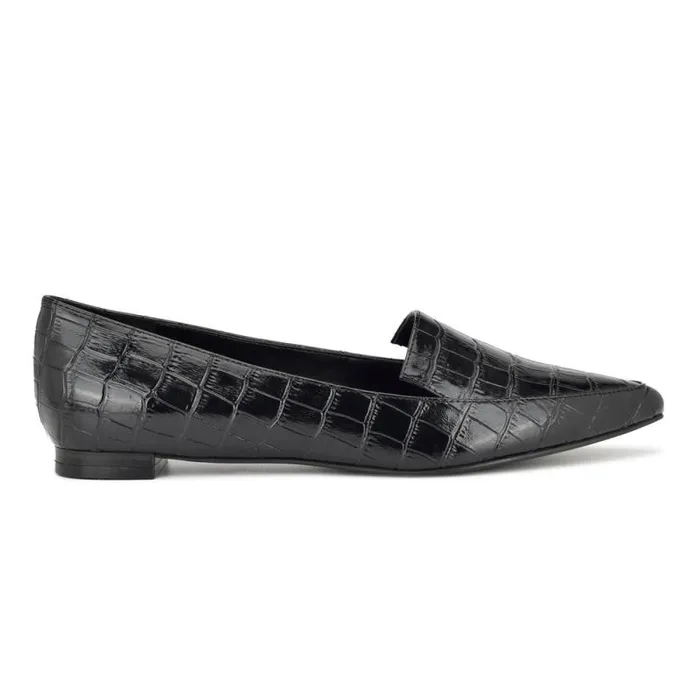 Abay Smoking Flats Black Croco Women Nine West Flats