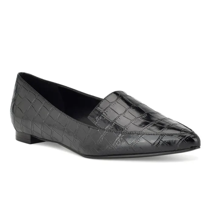 Abay Smoking Flats Black Croco Women Nine West Flats