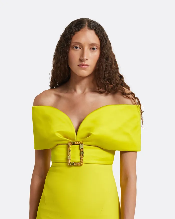 Abike Chartreuse Long Dress Chartreuse Women Dresses Safiyaa