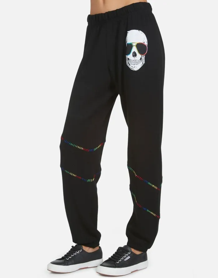 Abra Cool Skull Black Women Lauren Moshi Long Sweatpants