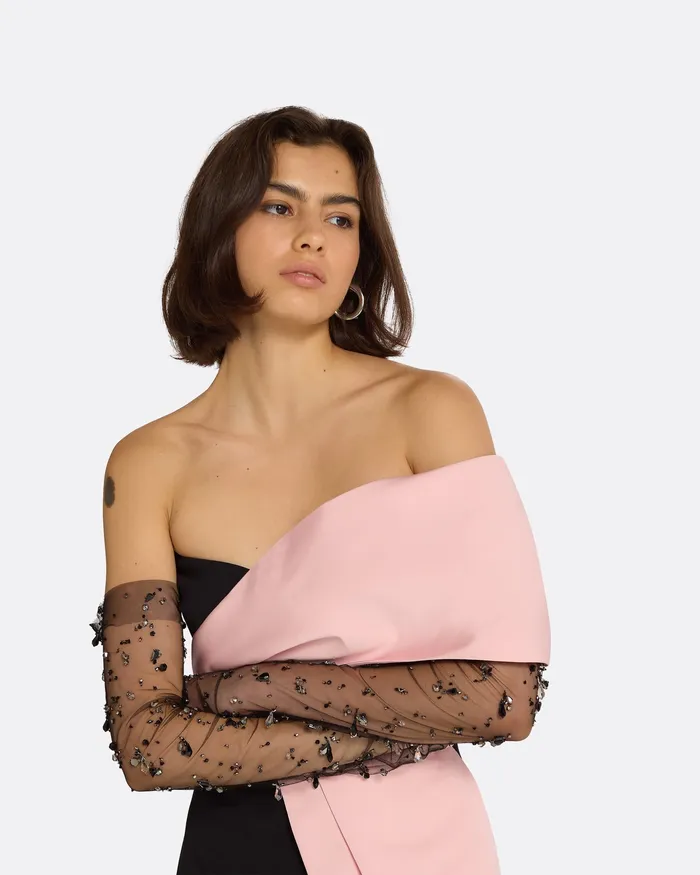 Accessories Astin Black Cluster Drops Embroidered Gloves Black Safiyaa Women