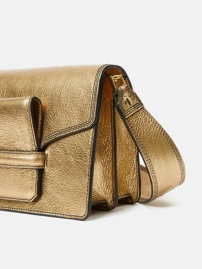 Ada Leather Crossbody Bag Gold Women Jigsaw Leather