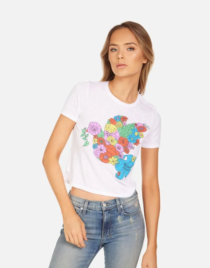 Adeline Floral Dove White Women Lauren Moshi Short Sleeve