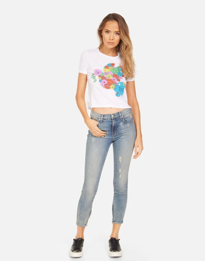 Adeline Floral Dove White Women Lauren Moshi Short Sleeve