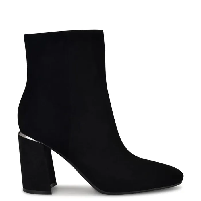 Ailet 92159 Square Toe Booties Black Suede Women Nine West Boots and Booties