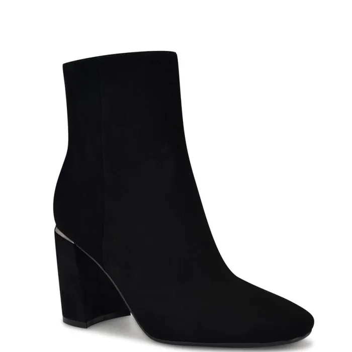 Ailet 92159 Square Toe Booties Black Suede Women Nine West Boots and Booties Ailet 92159 Square Toe Booties Black Suede Women Nine West Boots and Booties