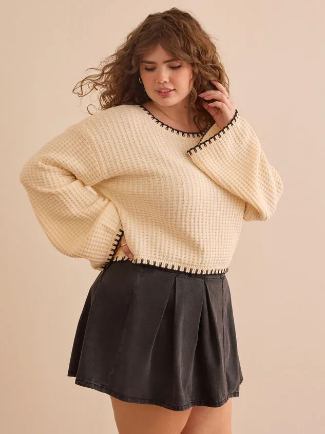 Ainsley Cropped Sweater Ivoryblack Women Altar039d State Sweaters Cardigans