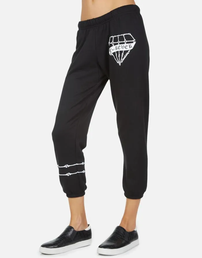 Alana Bone Diamond Black Women Lauren Moshi Crop Sweatpants