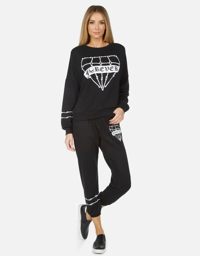 Alana Bone Diamond Black Women Lauren Moshi Crop Sweatpants