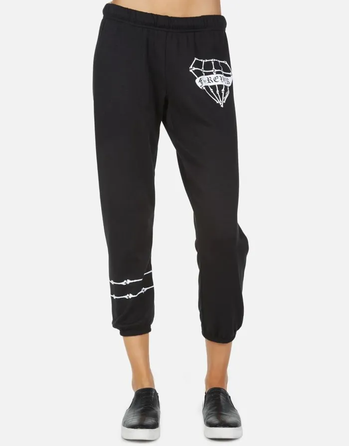 Alana Bone Diamond Black Women Lauren Moshi Crop Sweatpants