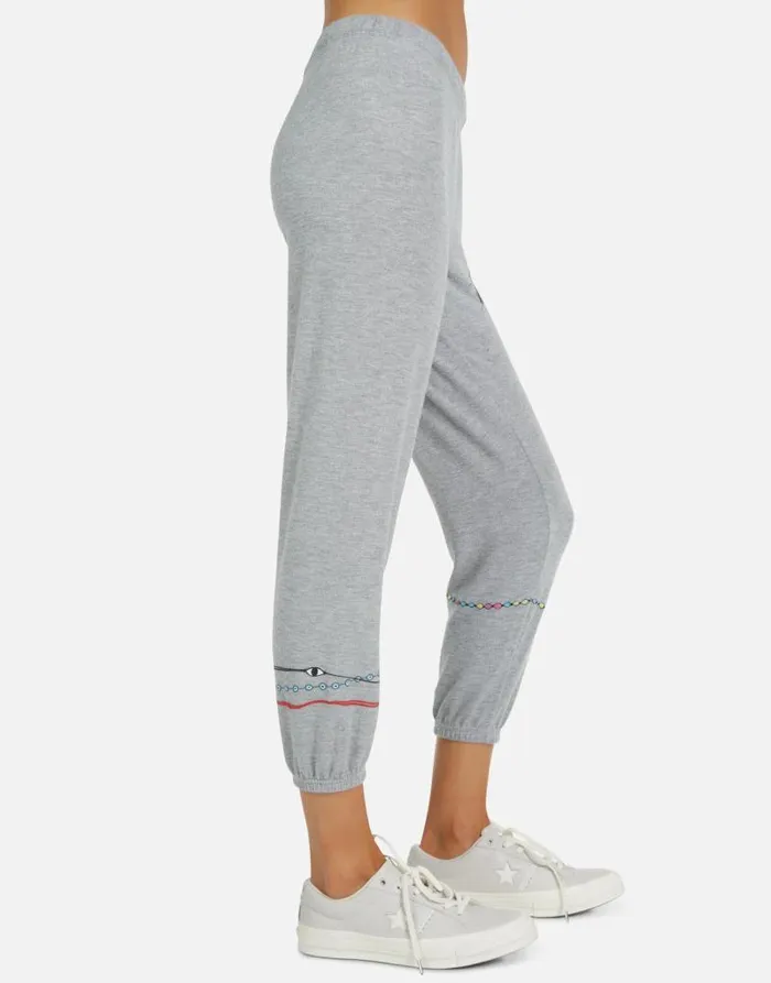 Alana Prayer Hands Heather Grey Women Lauren Moshi Crop Sweatpants