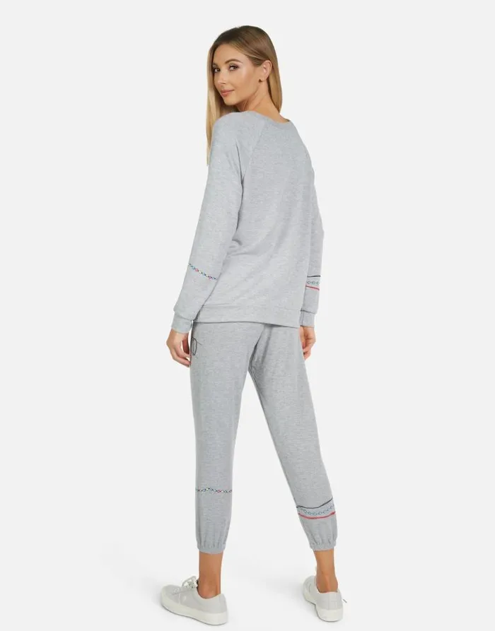 Alana Prayer Hands Heather Grey Women Lauren Moshi Crop Sweatpants