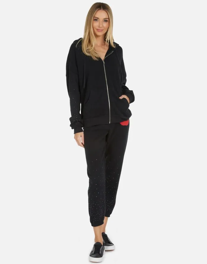Alana Red Lip Black Women Lauren Moshi Crop Sweatpants