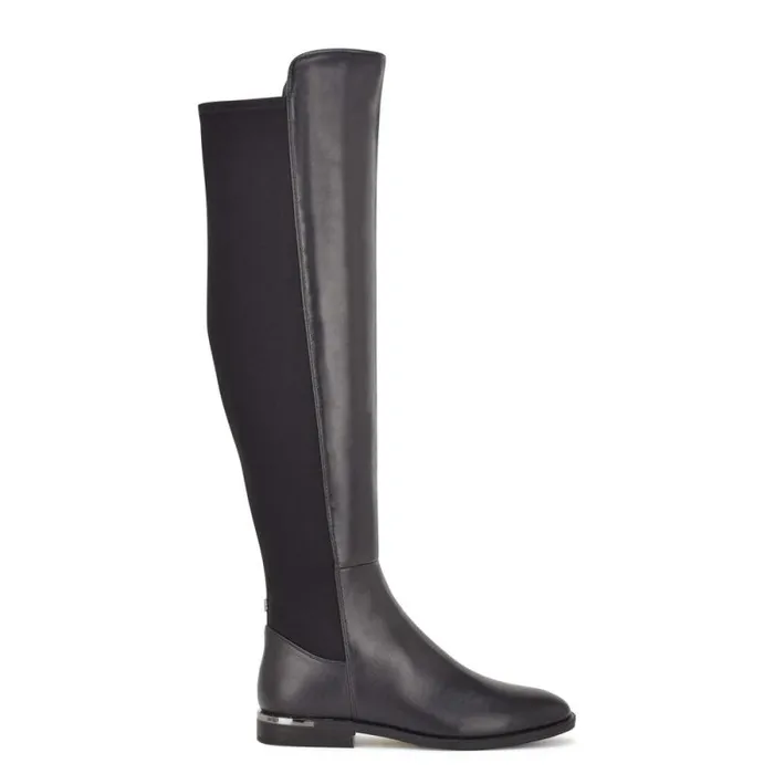 Allair Stretch Back Over The Knee Boots Black Women Nine West Boots and Booties