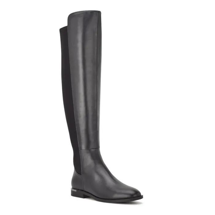 Allair Stretch Back Over The Knee Boots Black Women Nine West Boots and Booties