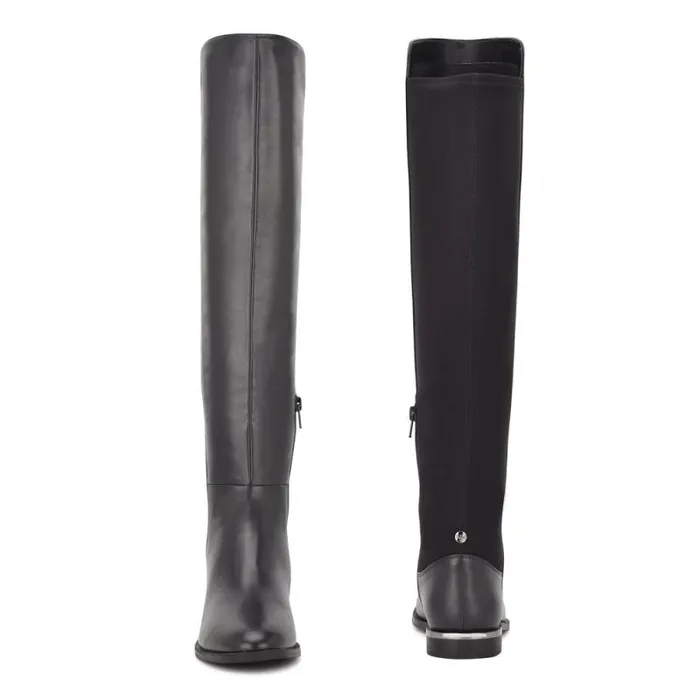 Allair Stretch Back Over The Knee Boots Black Women Nine West Boots and Booties