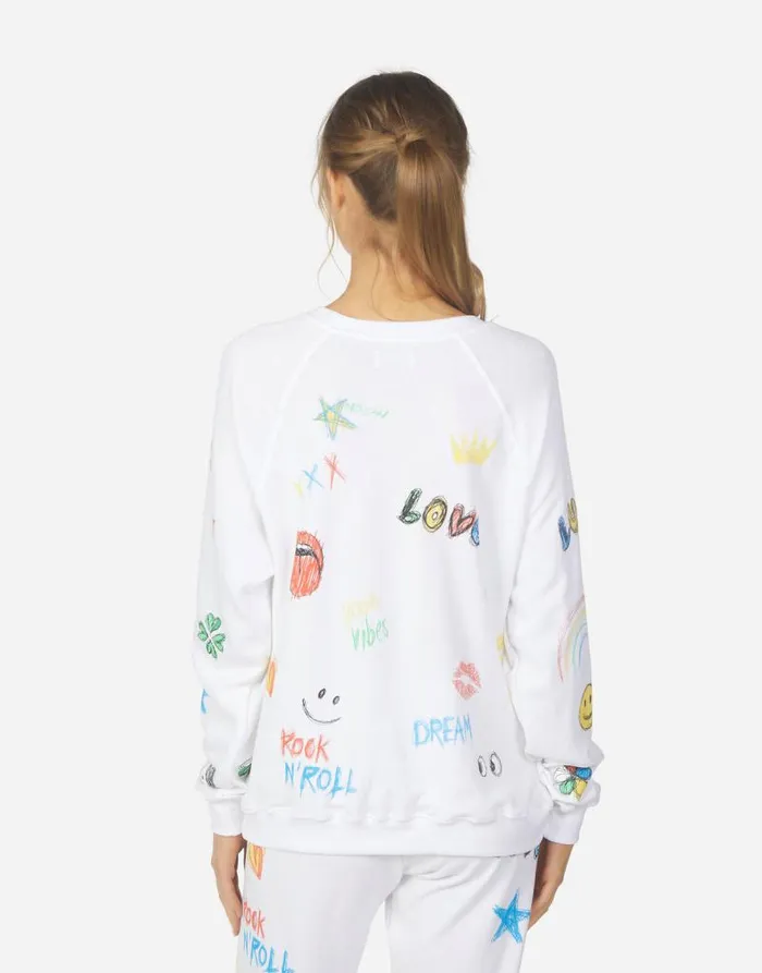 Anela Doodle Elements White Women Lauren Moshi Long Sleeve