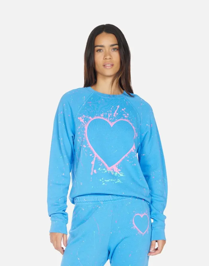 Anela Splatter Heart Sky Blue Cupcake Splatter Women Lauren Moshi Long Sleeve