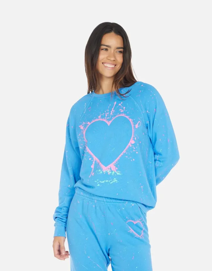 Anela Splatter Heart Sky Blue Cupcake Splatter Women Lauren Moshi Long Sleeve