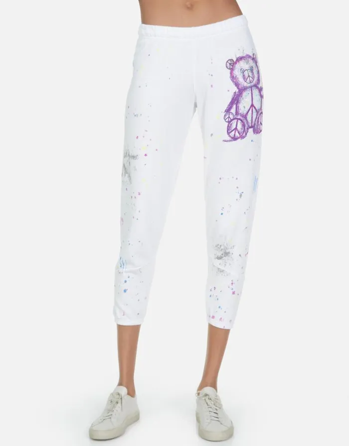 Annabelle Peace Teddy Punk Stain Women Lauren Moshi Crop Sweatpants