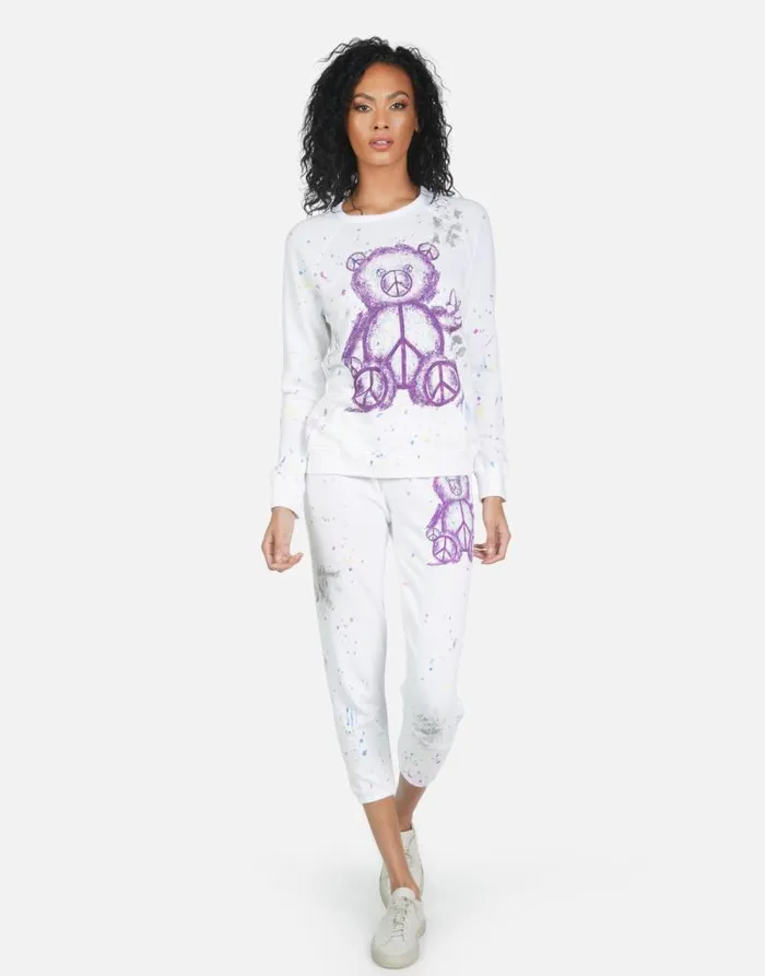 Annabelle Peace Teddy Punk Stain Women Lauren Moshi Crop Sweatpants