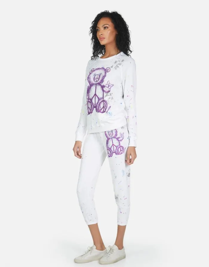 Annabelle Peace Teddy Punk Stain Women Lauren Moshi Crop Sweatpants