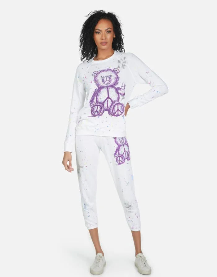 Annabelle Peace Teddy Punk Stain Women Lauren Moshi Crop Sweatpants