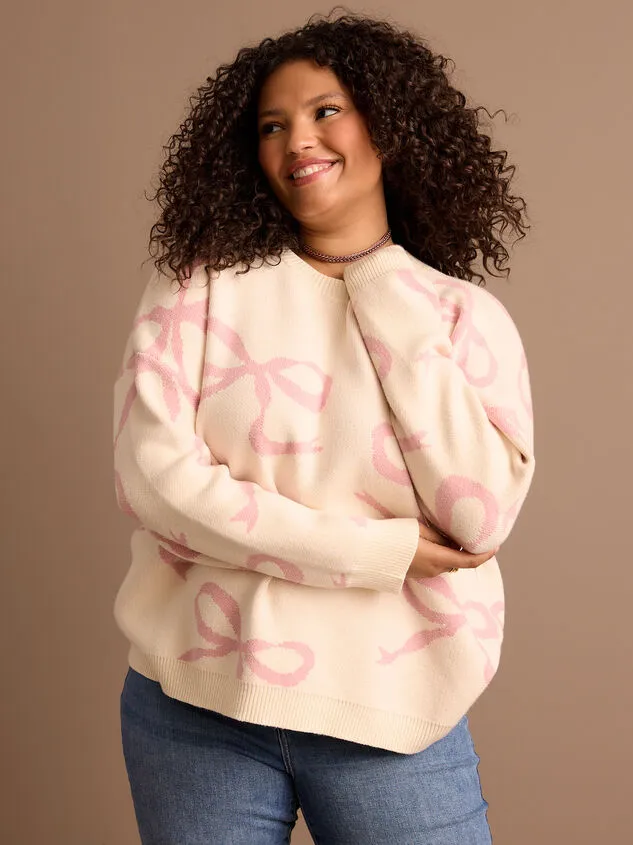 Annie Bow Sweater Ivorypink Women Altar039d State Sweaters Cardigans