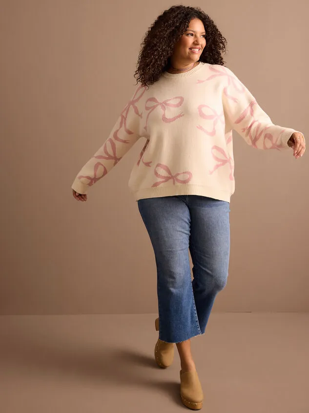 Annie Bow Sweater Ivorypink Women Altar039d State Sweaters Cardigans