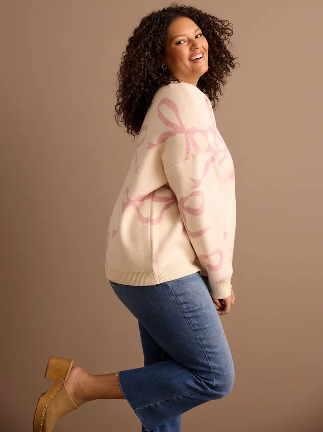 Annie Bow Sweater Ivorypink Women Altar039d State Sweaters Cardigans