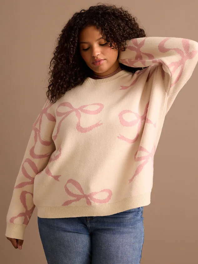 Annie Bow Sweater Ivorypink Women Altar039d State Sweaters Cardigans