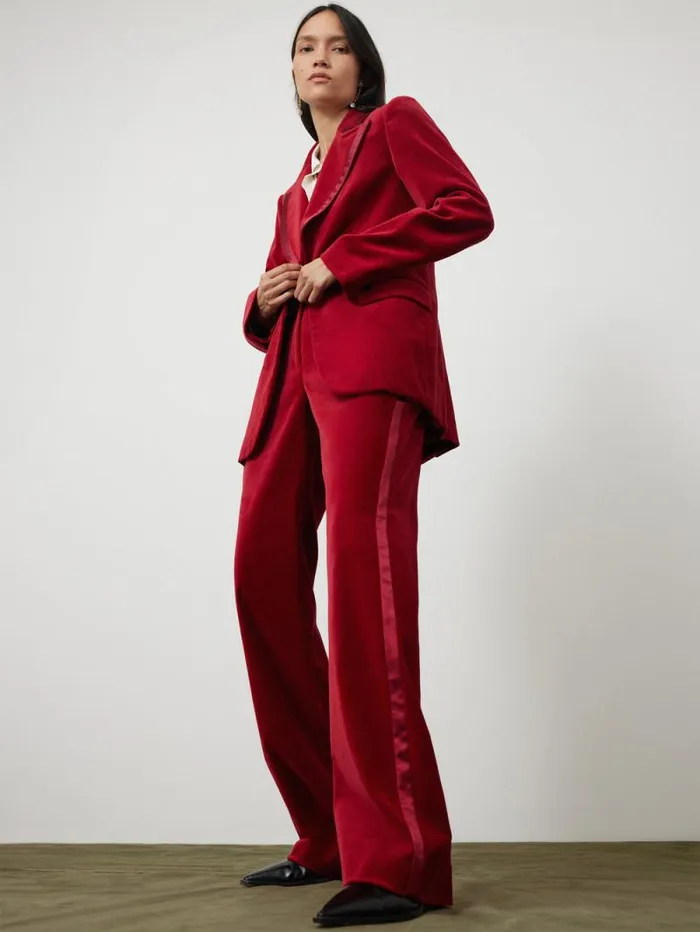Ashby Velvet Blazer Red Women Jigsaw Coords