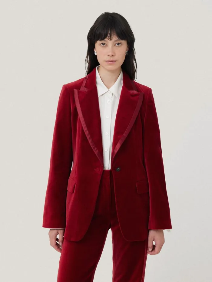 Ashby Velvet Blazer Red Women Jigsaw Coords