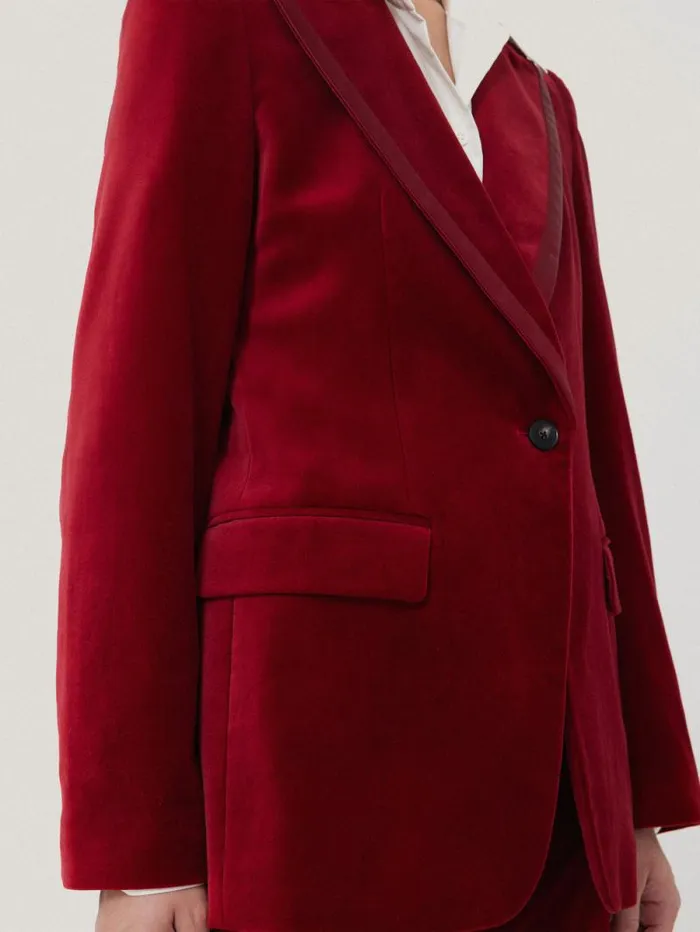 Ashby Velvet Blazer Red Women Jigsaw Coords