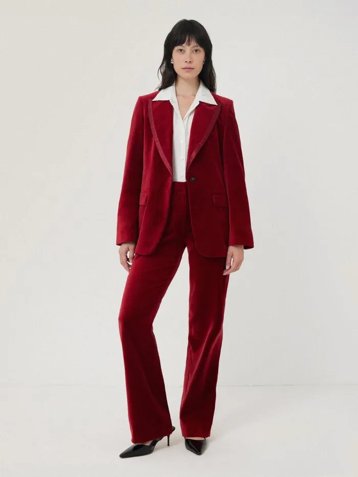 Ashby Velvet Blazer Red Women Jigsaw Coords