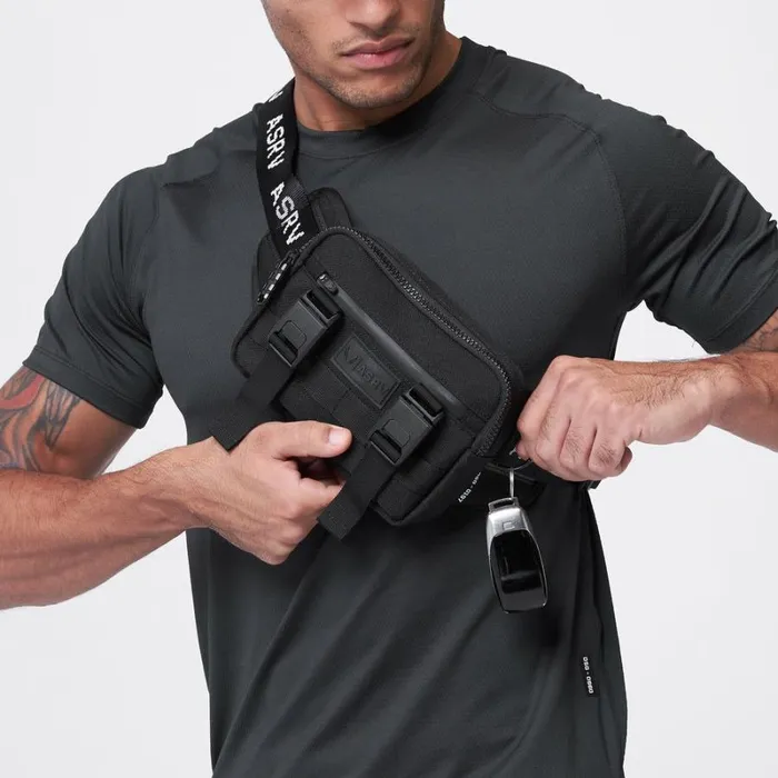 ASRV Bags Men Waterproof Cordura Small Crossbody Bag Black