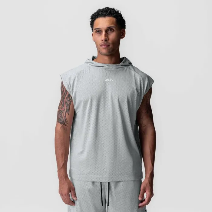ASRV Hoodies and Sweatshirts Men Reversible 2in1 Cutoff Hoodie Slate Grey