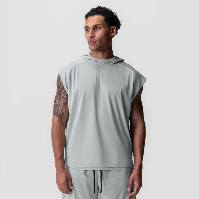 ASRV Hoodies and Sweatshirts Men Reversible 2in1 Cutoff Hoodie Slate Grey