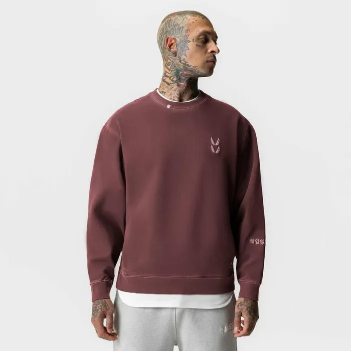 ASRV Hoodies and Sweatshirts Men Tech Essential Distressed Crewneck Faded Crimson