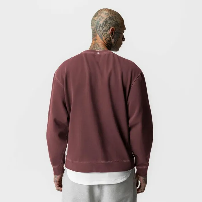 ASRV Hoodies and Sweatshirts Men Tech Essential Distressed Crewneck Faded Crimson