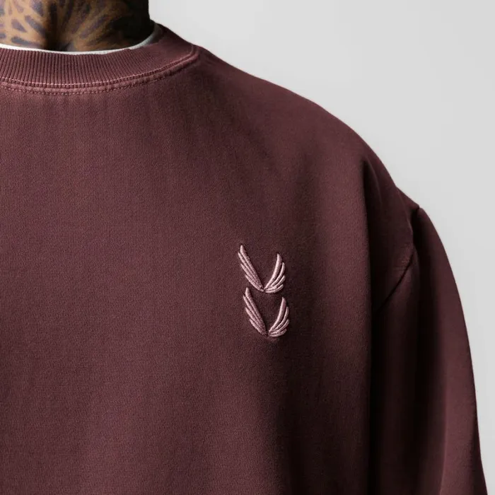 ASRV Hoodies and Sweatshirts Men Tech Essential Distressed Crewneck Faded Crimson