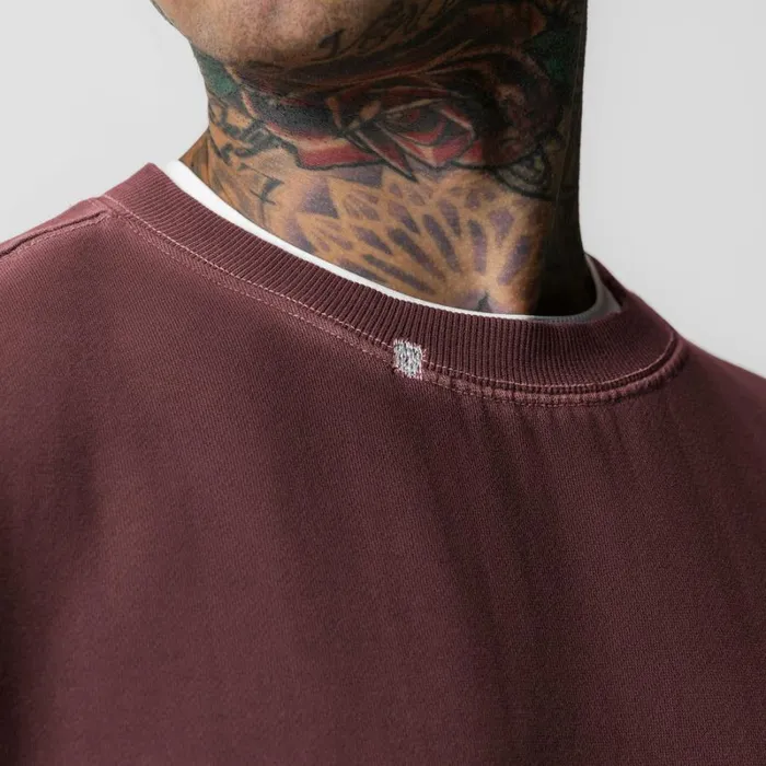 ASRV Hoodies and Sweatshirts Men Tech Essential Distressed Crewneck Faded Crimson