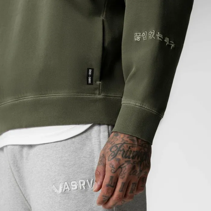 ASRV Hoodies and Sweatshirts Men Tech Essential Distressed Crewneck Faded Olive